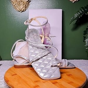 Metallic Silver Rhinestone Sandals Size 9.5 by Jessica Simpson